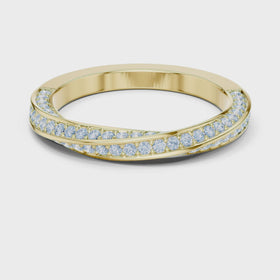 The Eve intertwined crossover diamond wedding band in yellow gold — rotating view