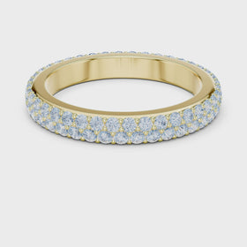 The Mia double-row diamond wedding band in yellow gold — rotating view