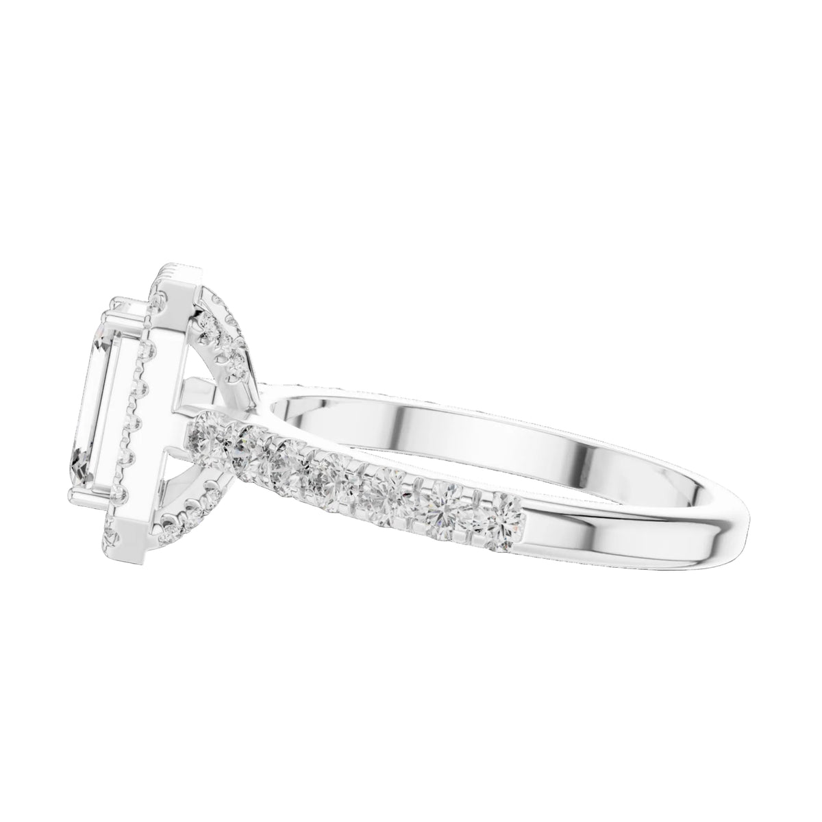 The Rose — 1.656 CTW Emerald-Cut Lab-Grown Diamond Halo Ring - Lamor&Co