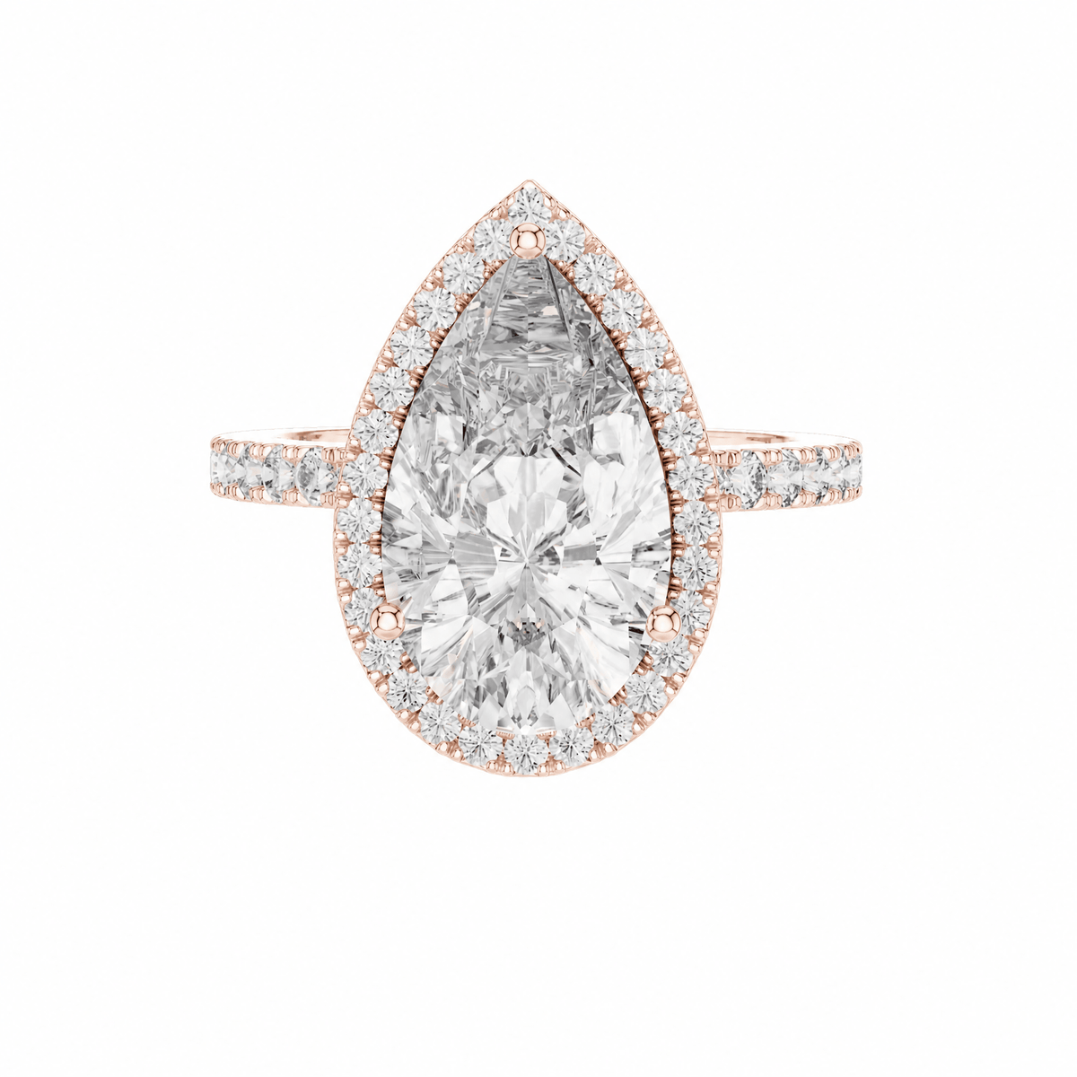 The Anna — 4.47 CTW Pear-Cut Diamond Halo Ring - Lamor&Co