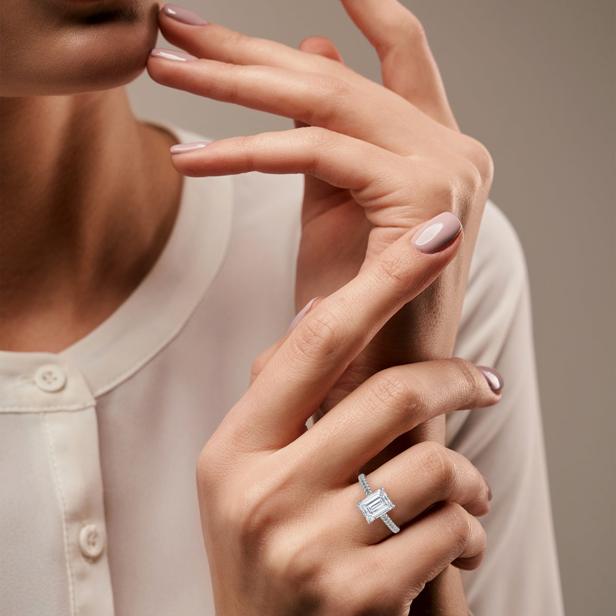 The Laura 2 CT Emerald-Cut Lab-Grown Diamond Ring detail image