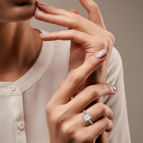 The Laura 2 CT Emerald-Cut Lab-Grown Diamond Ring detail image