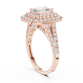 The Celeste — 2.30 CTW Emerald-Cut Lab-Grown Diamond Double Halo Ring - Lamor&Co