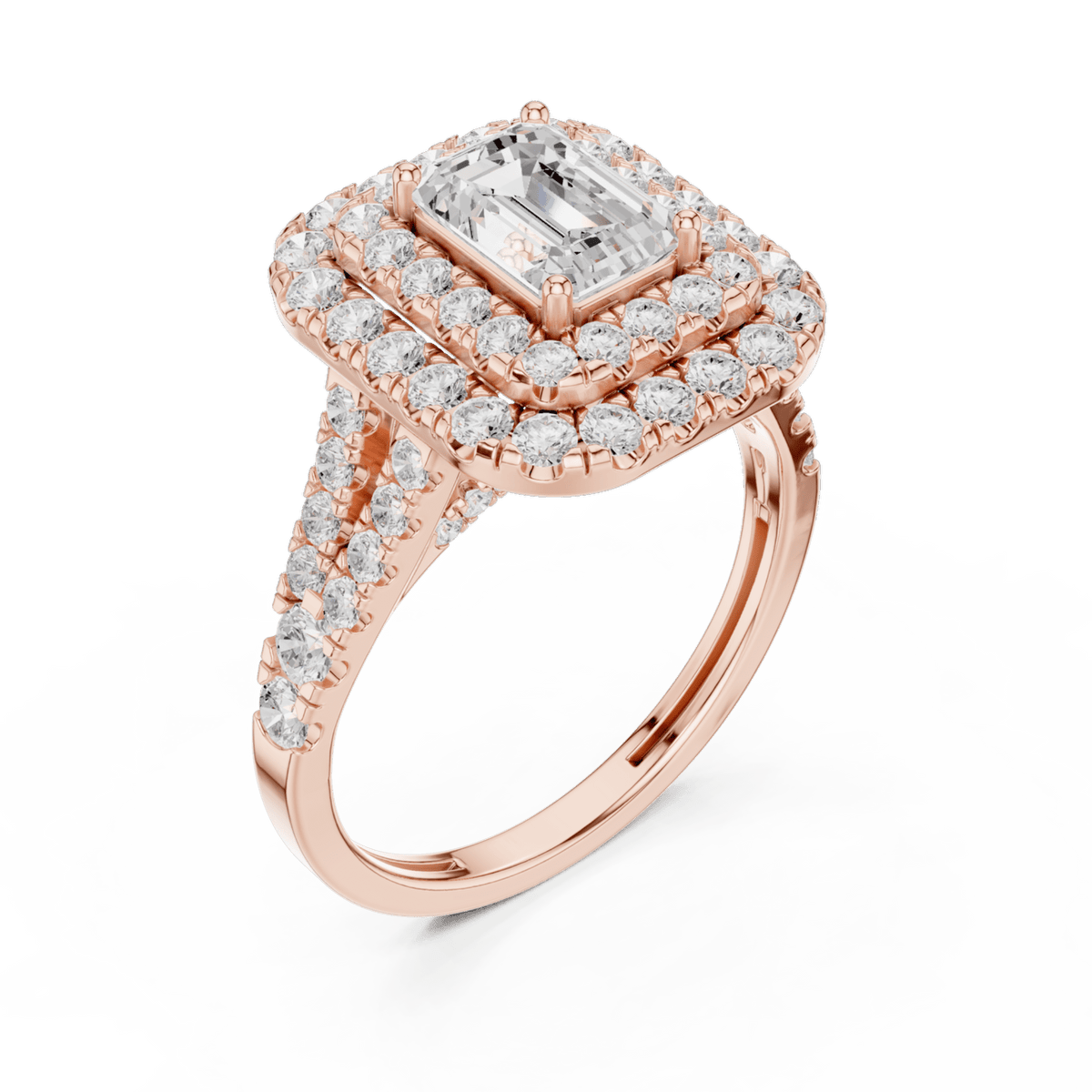 The Celeste — 2.30 CTW Emerald-Cut Lab-Grown Diamond Double Halo Ring - Lamor&Co