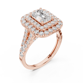 The Celeste — 2.30 CTW Emerald-Cut Lab-Grown Diamond Double Halo Ring - Lamor&Co