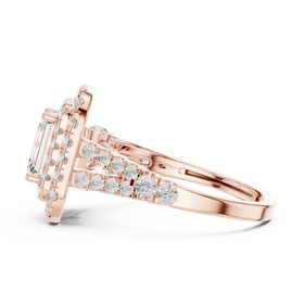 The Celeste — 2.30 CTW Emerald-Cut Lab-Grown Diamond Double Halo Ring - Lamor&Co