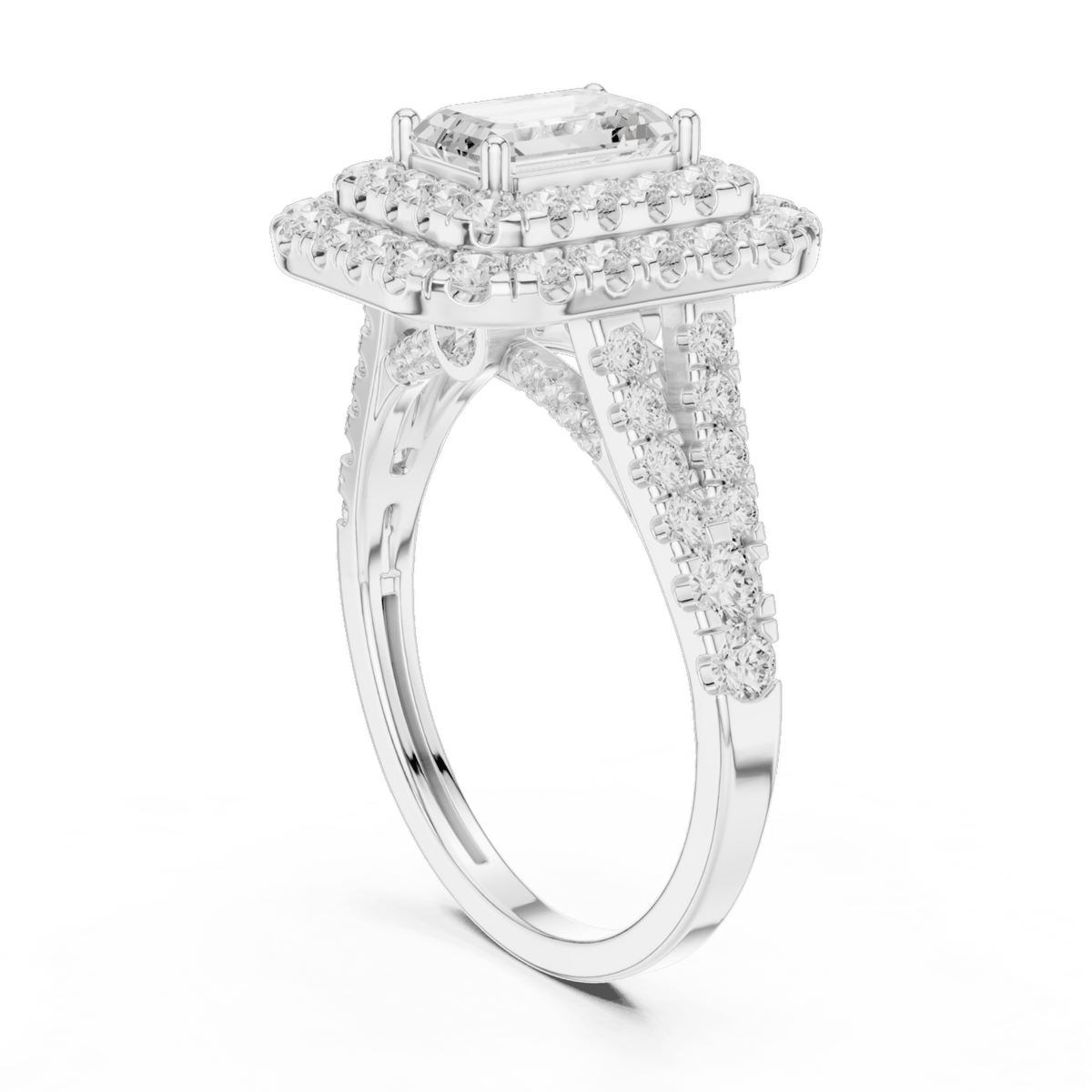 The Celeste — 2.30 CTW Emerald-Cut Lab-Grown Diamond Double Halo Ring - Lamor&Co
