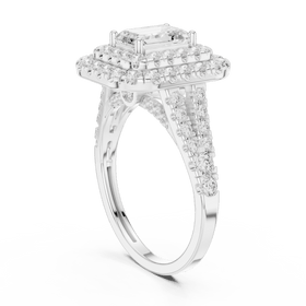 The Celeste — 2.30 CTW Emerald-Cut Lab-Grown Diamond Double Halo Ring - Lamor&Co