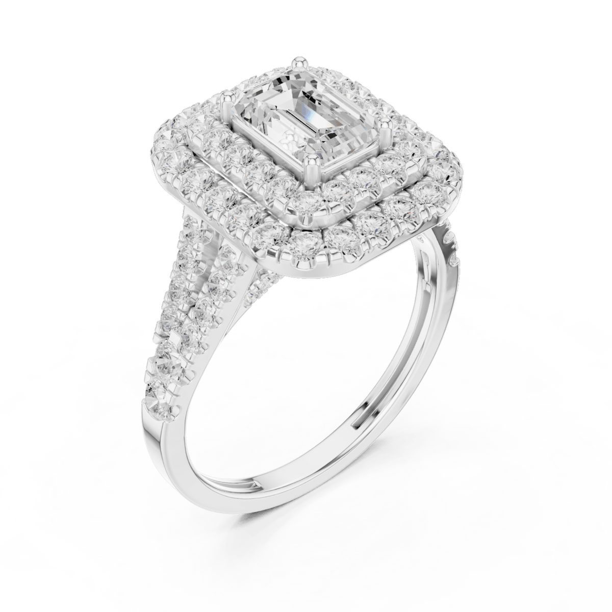 The Celeste — 2.30 CTW Emerald-Cut Lab-Grown Diamond Double Halo Ring - Lamor&Co