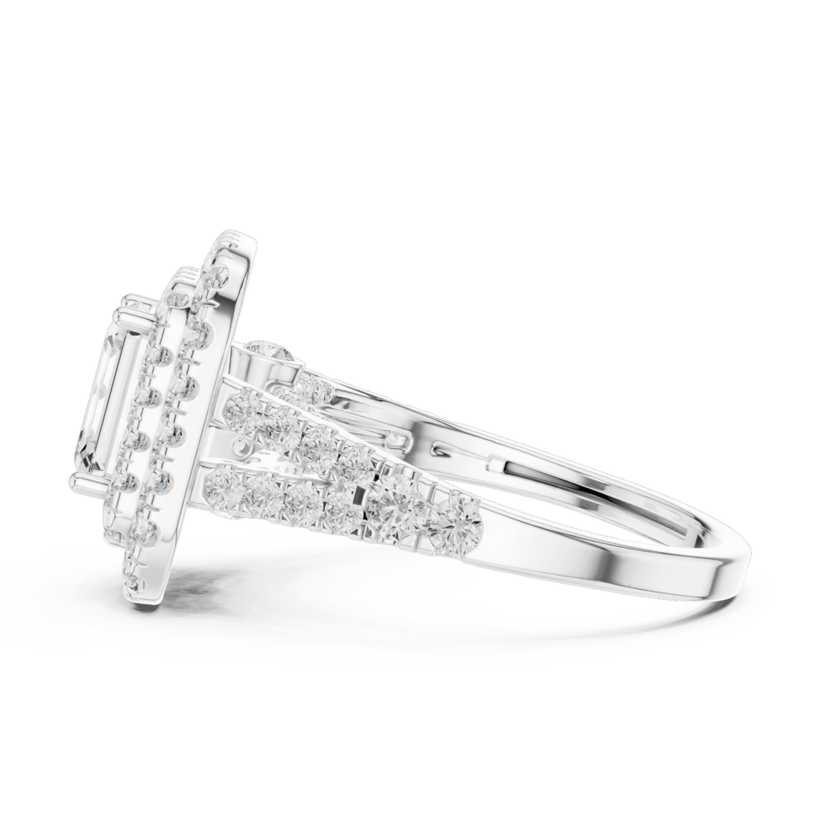 The Celeste — 2.30 CTW Emerald-Cut Lab-Grown Diamond Double Halo Ring - Lamor&Co