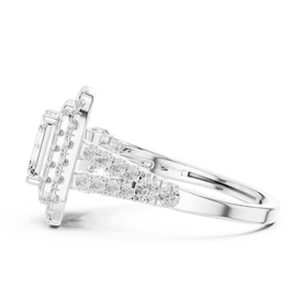 The Celeste — 2.30 CTW Emerald-Cut Lab-Grown Diamond Double Halo Ring - Lamor&Co