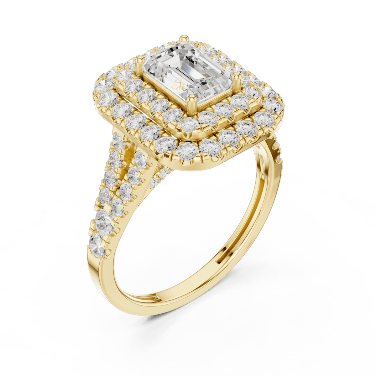 The Celeste — 2.30 CTW Emerald-Cut Lab-Grown Diamond Double Halo Ring - Lamor&Co
