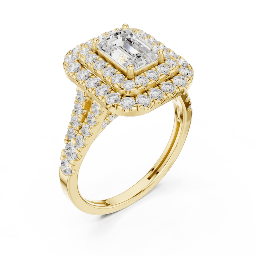 The Celeste — 2.30 CTW Emerald-Cut Lab-Grown Diamond Double Halo Ring - Lamor&Co