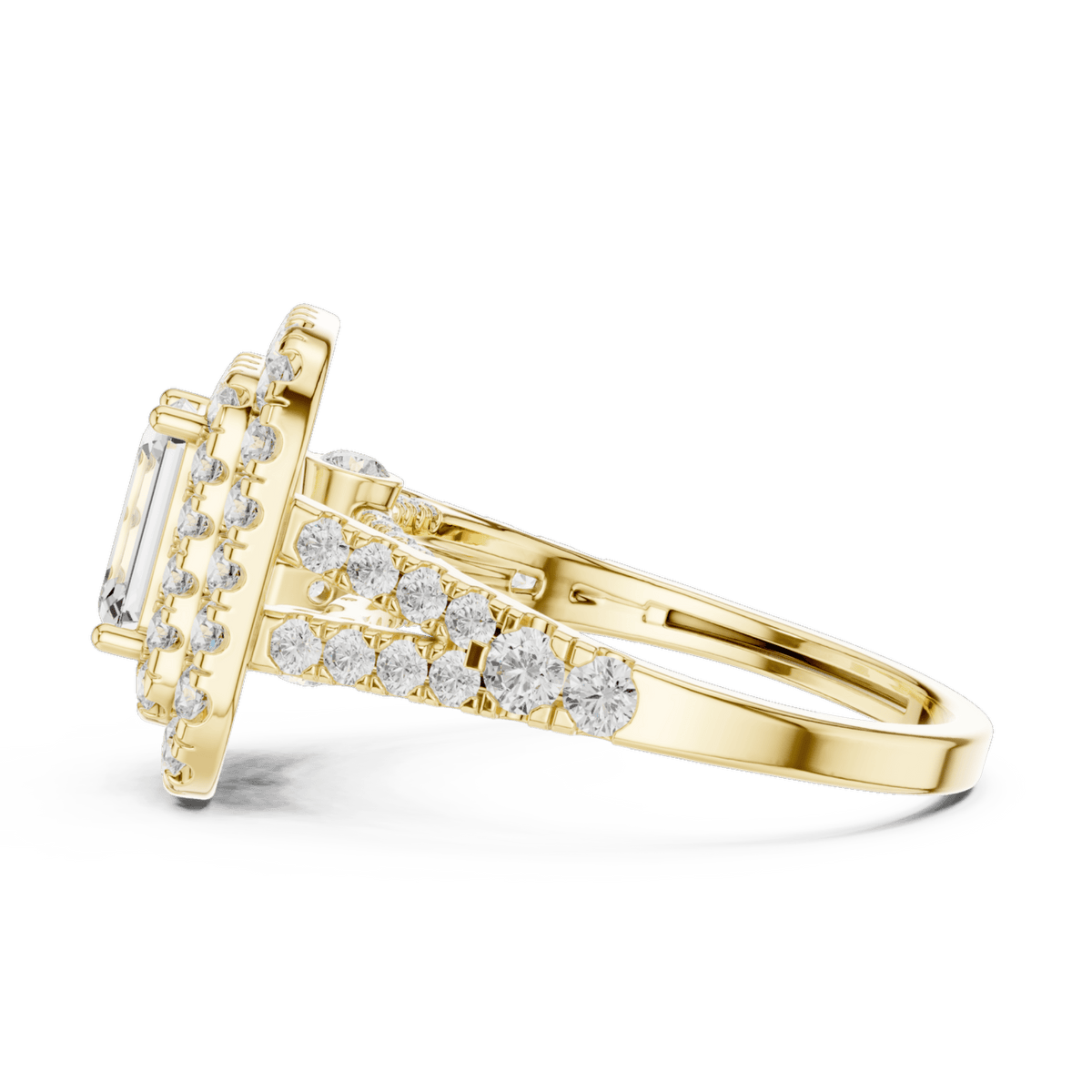 The Celeste — 2.30 CTW Emerald-Cut Lab-Grown Diamond Double Halo Ring - Lamor&Co