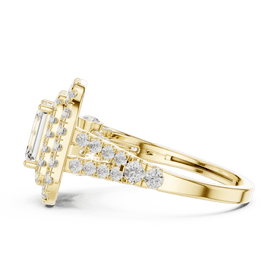 The Celeste — 2.30 CTW Emerald-Cut Lab-Grown Diamond Double Halo Ring - Lamor&Co