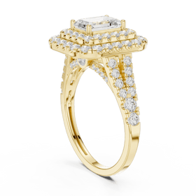 The Celeste — 2.30 CTW Emerald-Cut Lab-Grown Diamond Double Halo Ring - Lamor&Co