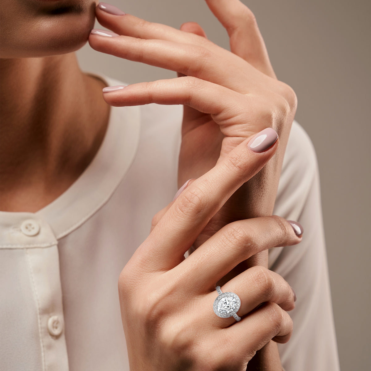 The Grace 2.52 CTW Oval Lab-Grown Diamond Halo Ring detail image